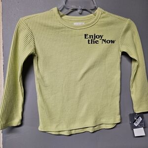 Enjoy the Now Kids Long Sleeve Tee - Light Green Boys 5T Waffle Knit
